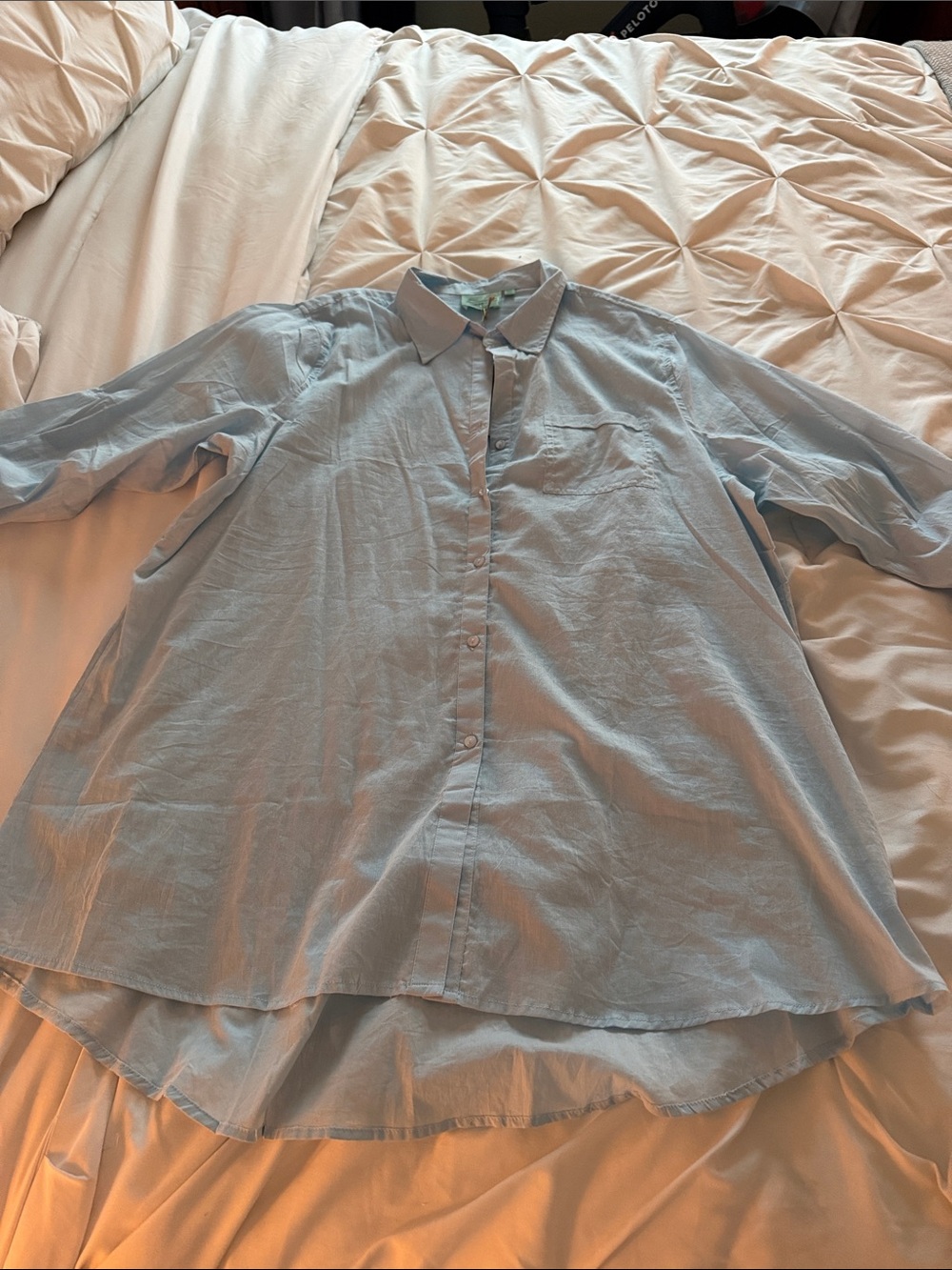 Light Blue Women's Swim Coverup Shirt - Picture 3 of 5